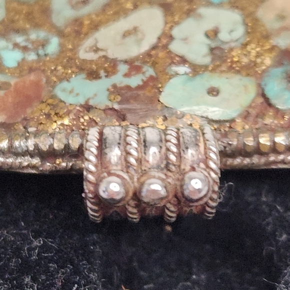 Silver & Gold Mosaic Turquoise Necklace - Picture 9 of 15